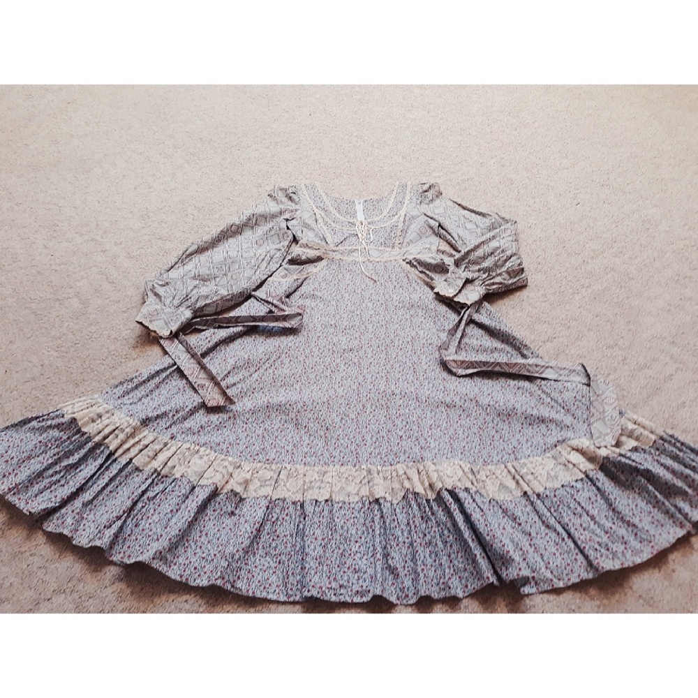 Gunne Sax RARE light blue and red prairie dress 9